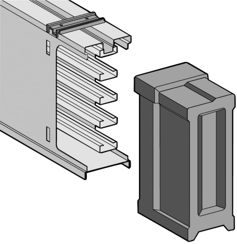Schneider Electric End cover, Canalis KSA 400A to 500A, aluminium, feed unit cover, spare part KSB50FA2