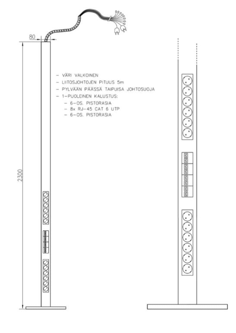 Hager Systemer PRP-G686B Portable Power Column, Black, 12 Sockets + 8 FTP Data