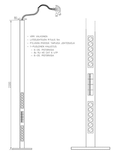 Hager Systemer PRP-G686B Portable Power Column, Black, 12 Sockets + 8 FTP Data