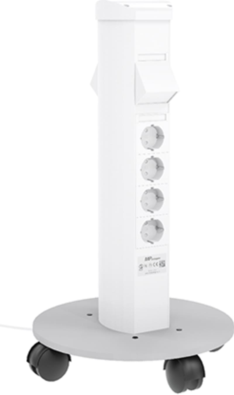 MP-Duo Mobile Power Column on Wheels, 8 Socket Outlets, White (MP-U615V)