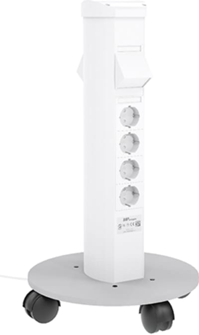 MP-Duo Mobile Power Column on Wheels, 8 Socket Outlets, White (MP-U615V)