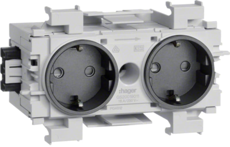 Hager Systemer 2-Way Socket Outlet Black BRP (GS20019011)