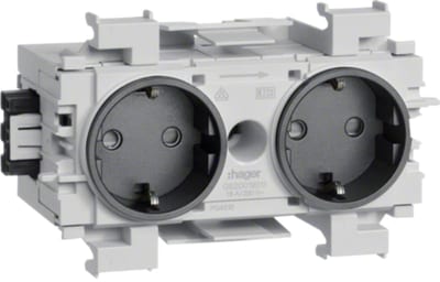 Hager Systemer 2-Way Socket Outlet Black BRP