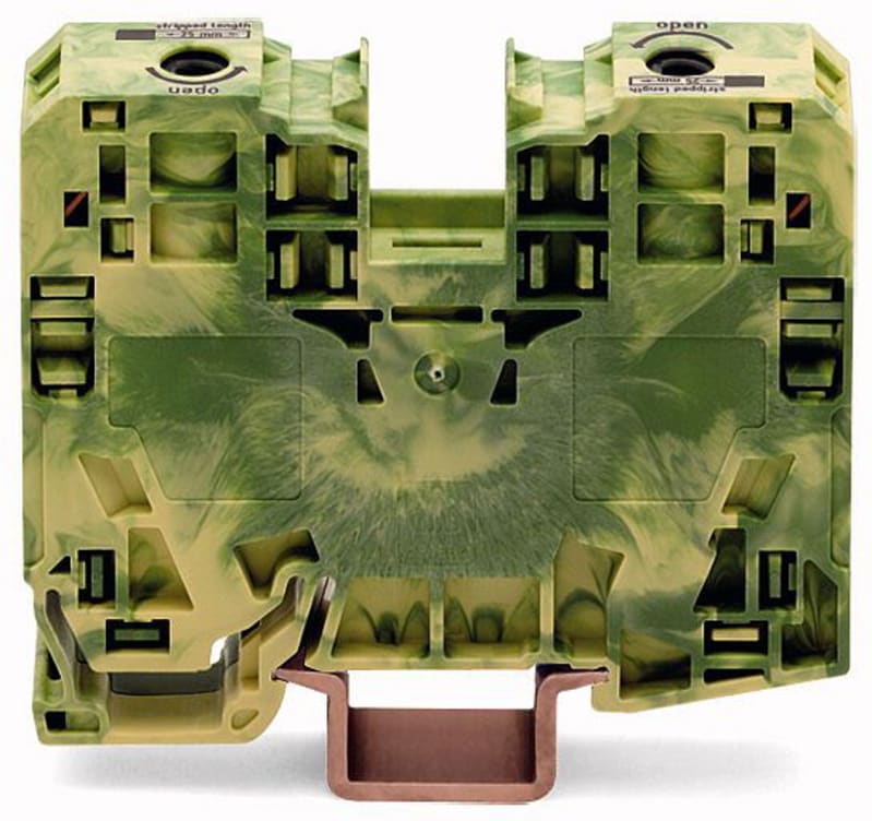 2-Conductor ground terminal block, 35 mm², only for DIN 35 x 15 rail (285-137)