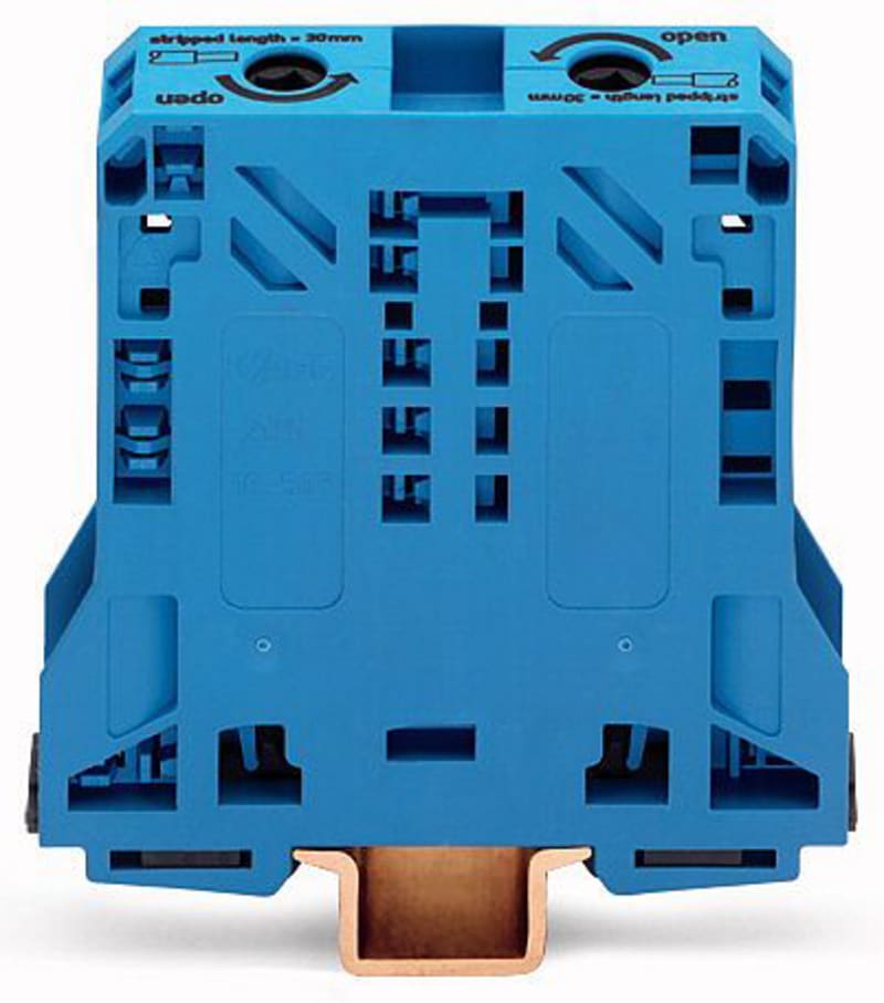 2-Conductor through terminal block, 50 mm², only for DIN 35 x 15 rail (285-154)