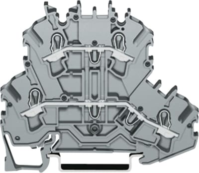 Double-deck terminal block, Blue conductor entry upper deck, for DIN-rail 35 x 15 and 35 x 7.5