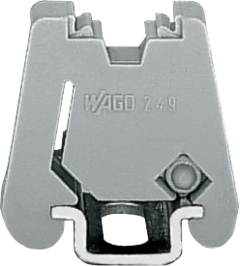 Screwless end stop; 6 mm wide; for WMB markers; gray (249-101)