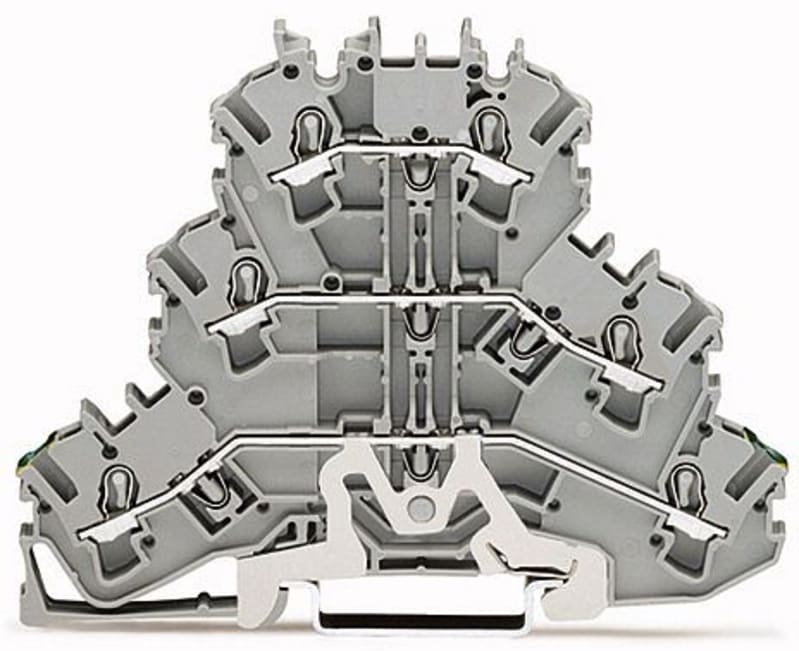 Triple-deck terminal block, Ground conductor/through/through terminal block, 2.5 mm² (2002-3227)