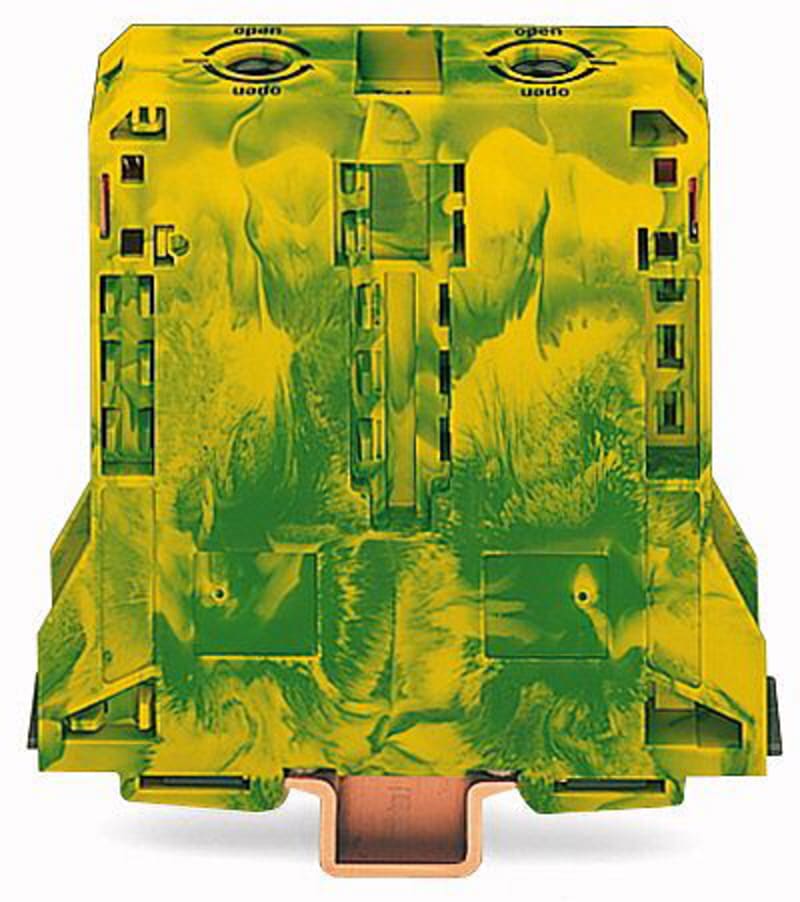 WAGO 285-197 DIN-Rail Terminal Block, 2-Conductor 95 mm², Green/Yellow
