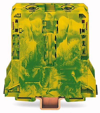 WAGO 285-197 DIN-Rail Terminal Block, 2-Conductor 95 mm², Green/Yellow