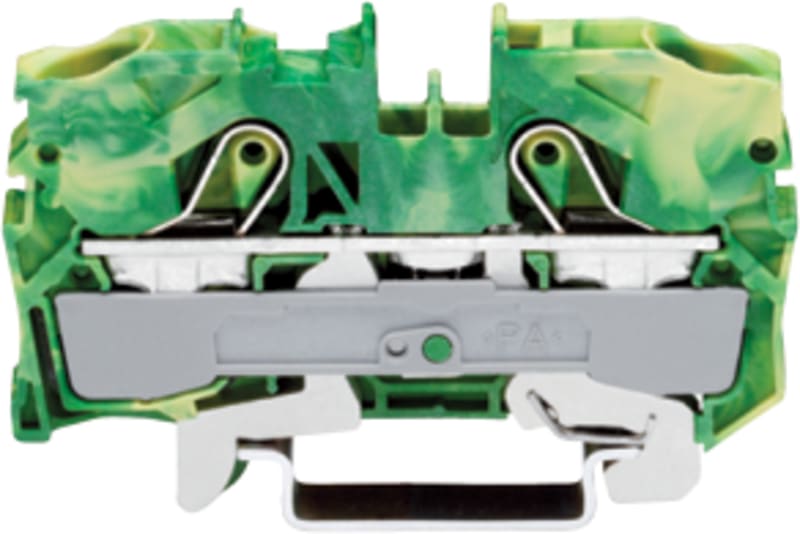 2-Conductor ground terminal block, 10 mm², for DIN-rail 35 x 15 and 35 x 7.5 (2010-1207)