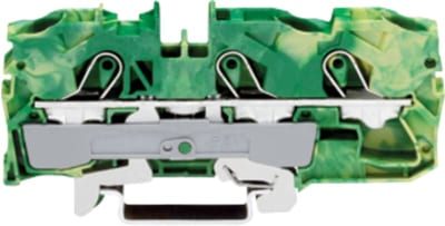 3-Conductor ground terminal block, 10 mm², for DIN-rail 35 x 15 and 35 x 7.5