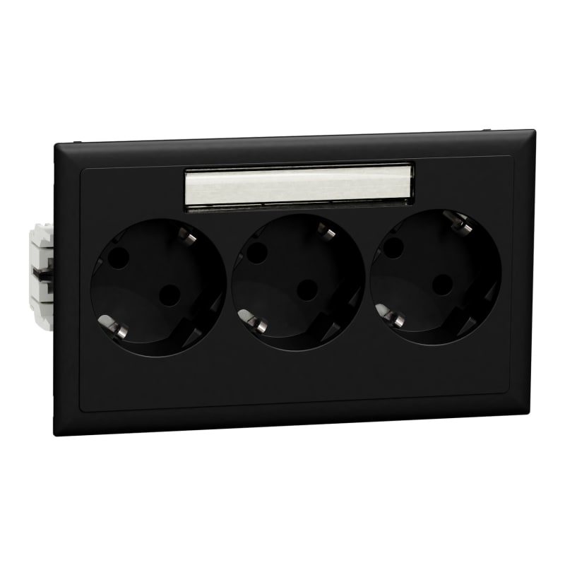 CYB-PS 3-Way Master Socket Outlet Black Screwless (INS60701)