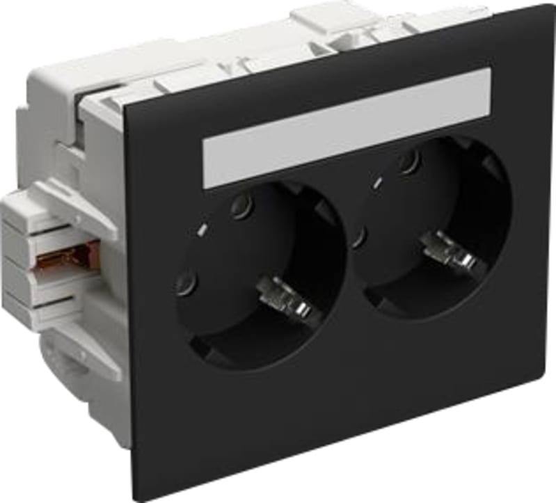 Socket Outlet 2-Way Master Screw Black RAL 9017 (STA501007)
