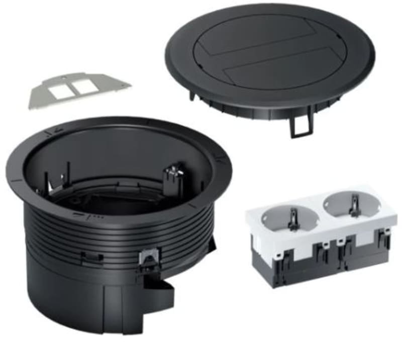 BSR Floor Box Round WITH PVC Cover Black (BSR02D03)