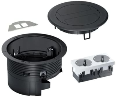 BSR Floor Box Round WITH PVC Cover Black