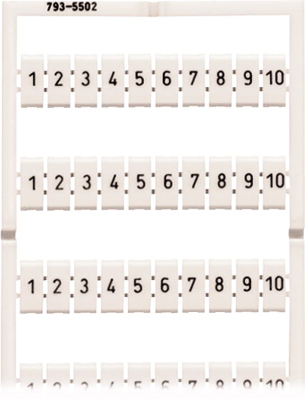 WMB marking card, 1 ... 10 (10X), stretchable 5 - 5.2 mm (793-5502)