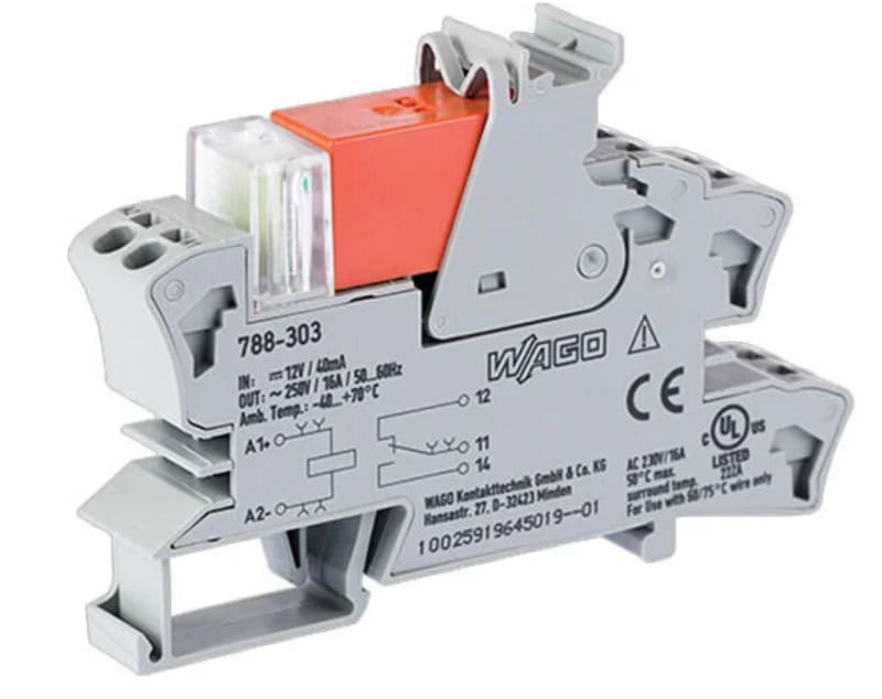 Relay module, Nominal input voltage: 12 VDC, 1 changeover contact, Limiting continuous current: 16 A (788-303)