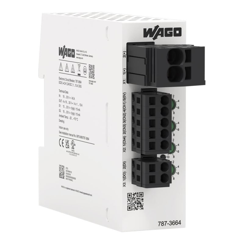 Electronic circuit breaker; 4-Channel; 24 VDC input voltage; adjustable 1 … 10 A; Signal contact (787-3664)