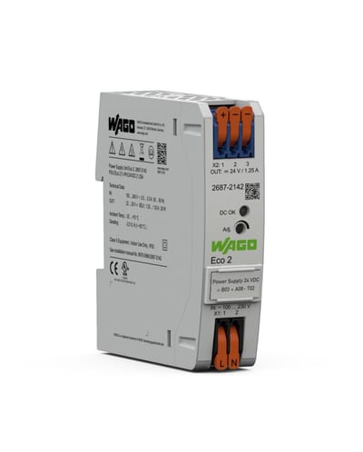 Power supply; Eco 2; 1-Phase; 24 VDC output voltage; 1.25 A output current; DC-OK LED
