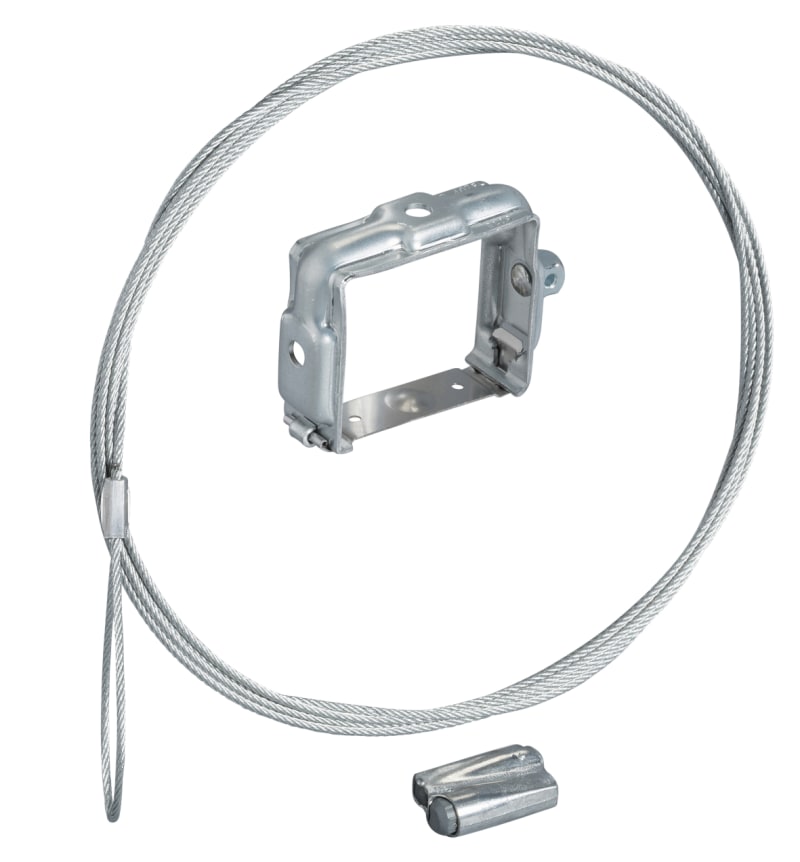Schneider Electric spring fixing bracket, Canalis KBB, 25 A and 40 A, suspended by 3M of cable with lock, galvanized version KBB40ZFSU