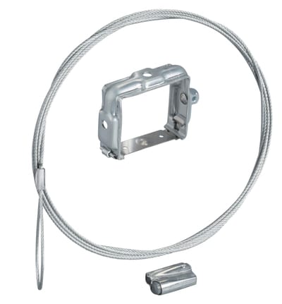 Schneider Electric spring fixing bracket, Canalis KBB, 25 A and 40 A, suspended by 3M of cable with lock, galvanized version KBB40ZFSU