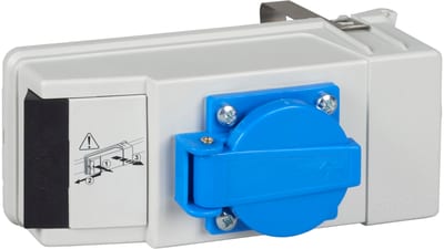 Schneider Electric Connector, Canalis KB, 16A, L+N+PE with phase selection, with fuse NF 8.5X31.5MM and VDE power socket, not wired, DALI KBC16DCP2