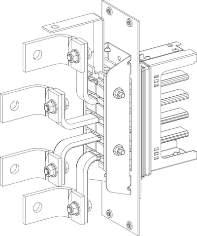 Schneider Electric Flange feed unit, Canalis KSA400, aluminium, 400A, right or left mounting, without line protection, 3L+N+PE, RAL9001 KSA400AE4