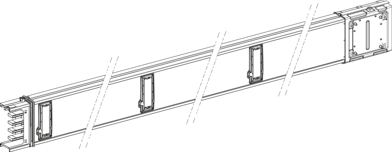 Schneider Electric Horizontal distribution length, Canalis KSA400, aluminium, 400A, fixed length 3M, 6 outlets, 3L+N+PE, white RAL9001 KSA400ED4306