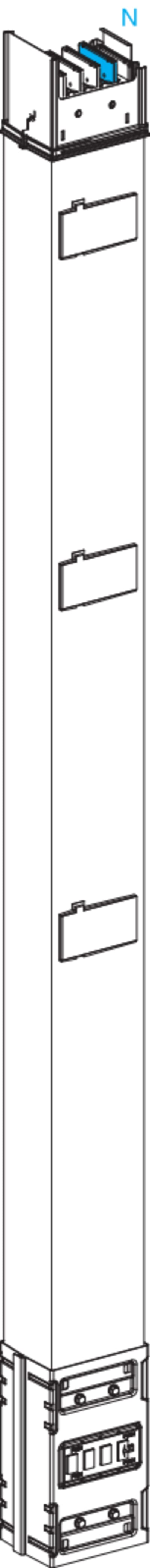 Schneider Electric Vertical distribution length, Canalis KSA800, aluminium, 800A, fixed length 2M, 3 outlets, 3L+N+PE, white RAL9001 KSA800EV4203