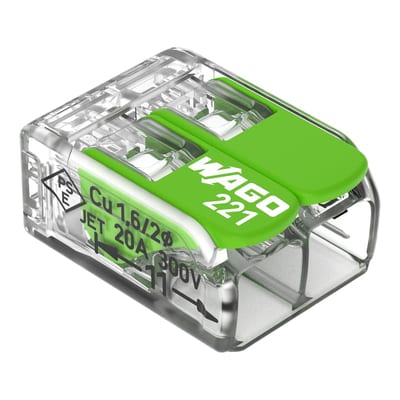 Splicing connector with levers, for all conductor types, max. 4 mm², 2-Conductor (221-422)