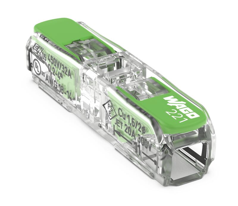 Inline splicing connector with levers, for all conductor types, max. 4 mm², 2-Conductor (221-2421)