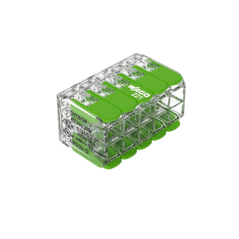 Splicing connector with levers Green Range, for all conductor types, max. 4 mm², 10-Conductor (221-430)