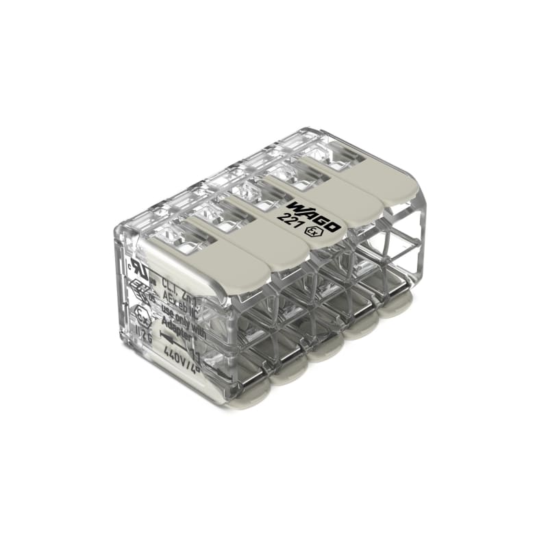 Splicing connector with levers, for all conductor types, max. 4 mm², 10-Conductor (221-490)