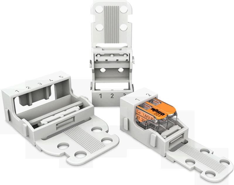 Mounting carrier; for 2-Conductor terminal blocks; 221 Series - 4 mm²; for screw mounting; white (221-502)