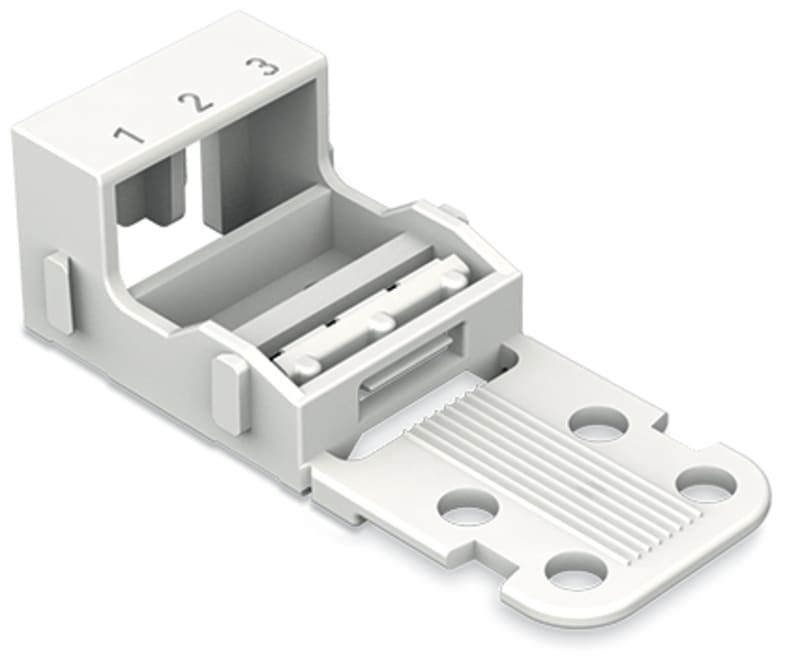 Mounting carrier; for 3-Conductor terminal blocks; 221 Series - 4 mm²; for screw mounting; white (221-503)