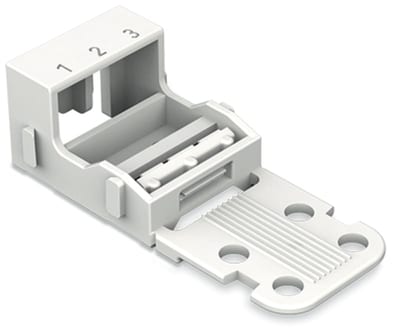 Mounting carrier; for 3-Conductor terminal blocks; 221 Series - 4 mm²; for screw mounting; white