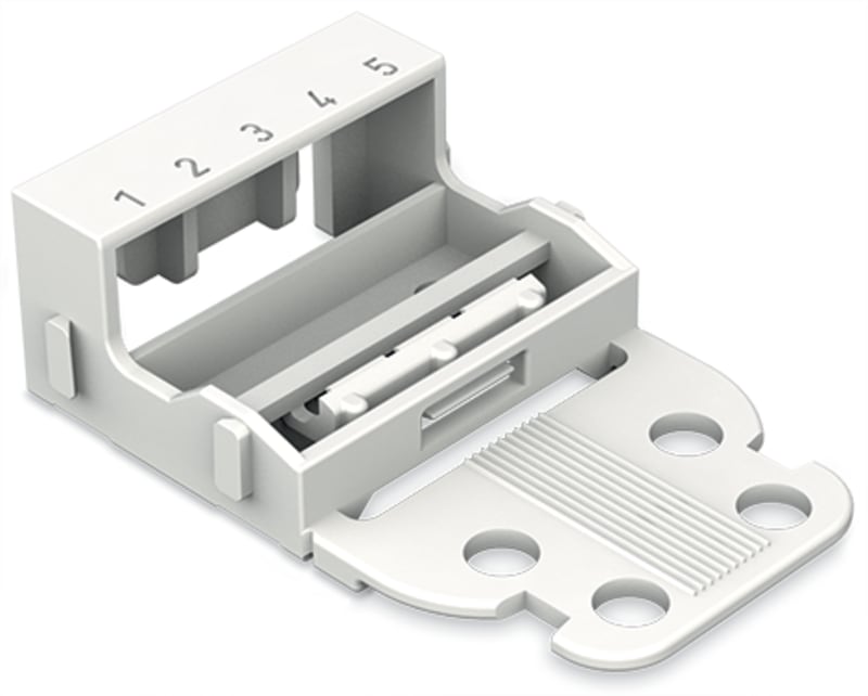 Mounting carrier; for 5-Conductor terminal blocks; 221 Series - 4 mm²; for screw mounting; white (221-505)