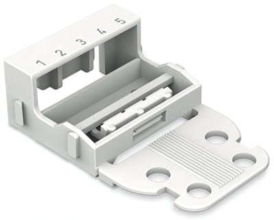 Mounting carrier; for 5-Conductor terminal blocks; 221 Series - 4 mm²; for screw mounting; white