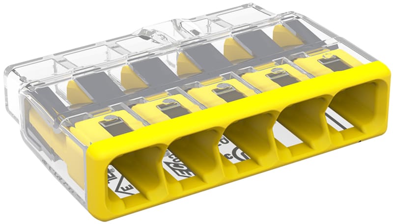 PUSH WIRE® splicing connector, for solid and stranded conductors, max. 4 mm², 5-Conductor (2773-405)