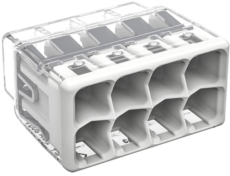 PUSH WIRE® splicing connector, for solid and stranded conductors, max. 4 mm², 8-Conductor (2773-408)