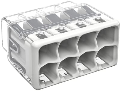 PUSH WIRE® splicing connector, for solid and stranded conductors, max. 4 mm², 8-Conductor