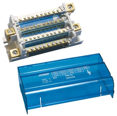 nVent ERIFLEX TD160A Four Pole Distr. Block, 160 A, 1 Line Side & 11 Load Side Connections, 1.97" Dp