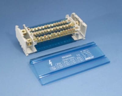 nVent ERIFLEX TD100125ALL Four Pole Distribution Block, 100/125 A, 1 Line Side & 14 Load Side Connections