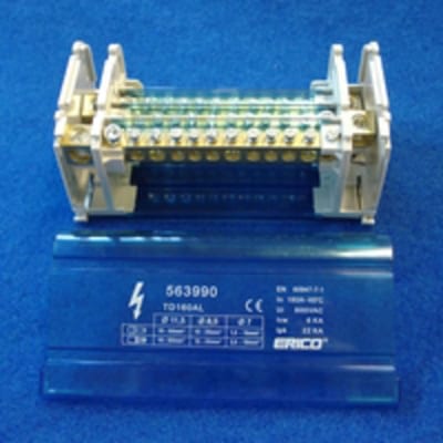 nVent ERIFLEX TD160AL Four Pole Distr. Block, 160 A, 1 Line Side & 11 Load Side Connections, 2.76" Dp