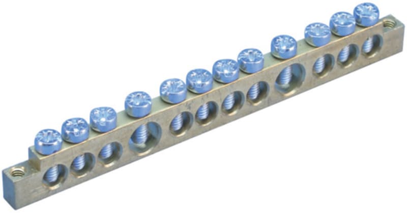 nVent ERIFLEX 568610 Earthing & Neutral Busbar, Brass, 12 Connections