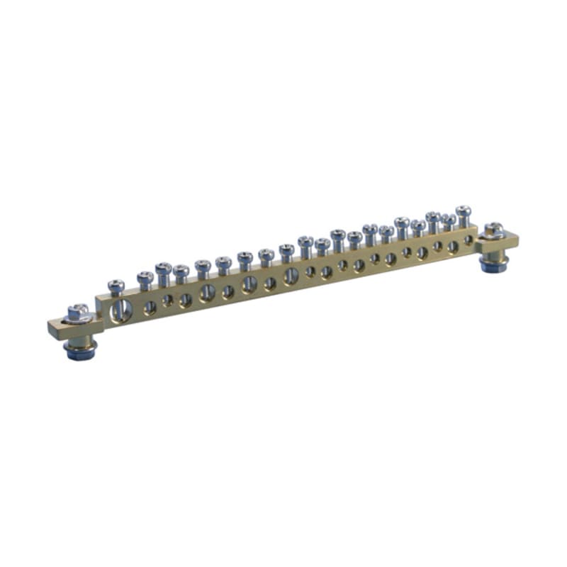 nVent ERIFLEX 568662 Earthing & Neutral Busbar, Brass, 20 Connections