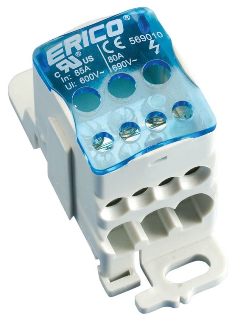nVent ERIFLEX UD-80A Single Pole Dist. Block, 85 A UL/CSA, Cable Line, 6 Cables Load, Copper