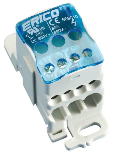 nVent ERIFLEX UD-80A Single Pole Dist. Block, 85 A UL/CSA, Cable Line, 6 Cables Load, Copper