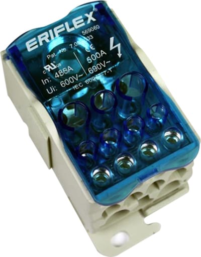 nVent ERIFLEX UDF-500A Single Pole Dist. Block, 335 A UL/CSA, Flat Cond. Line, 11 Cables Load, Copper